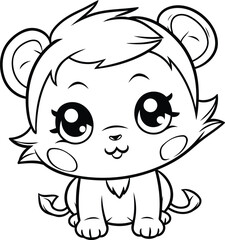 Cute Cartoon Monkey Vector Illustration for Coloring Book or Page