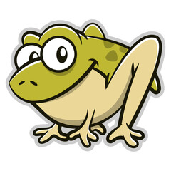 Cartoon illustration of little toad greeting and smile. Best for sticker, logo, and mascot with amphibian animal themes for kids