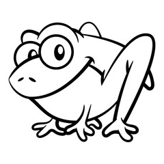 Cartoon illustration of little toad greeting and smile. Best for outline, logo, and coloring book with amphibian animal themes for kids