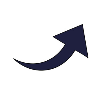 A hand-drawn cartoon arrow icon on a white background.
