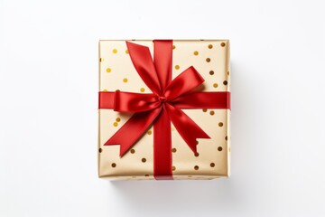 Gift box with red ribbon. Boxing day. 