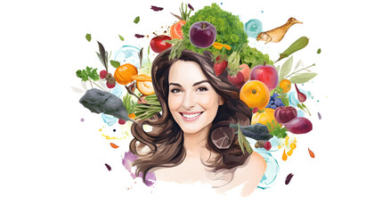 Obraz na płótnie Canvas portrait of a girl with fruits