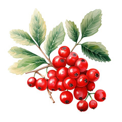 Holly Berries For Christmas Event. Watercolor Style. AI Generated