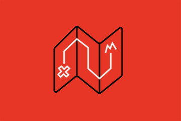 treasure map illustration.  Vector illustration  in flat style design.