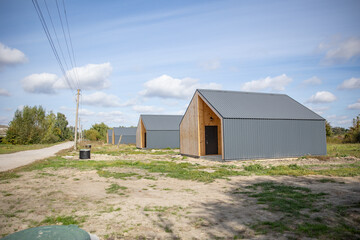 houses in Ukraine built for people who lost their homes. Houses for displaced people in the...