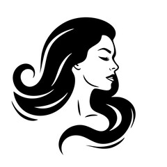 Portrait of a girl logo. Vector illustration