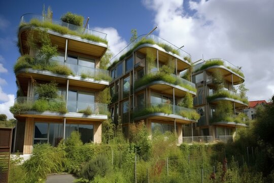 Eco-friendly dwellings promoting sustainable living. Generative AI