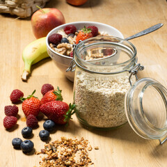 healthy breakfast with muesli and berries