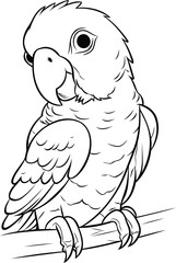 Parrot sitting on a branch. sketch for your design. Vector illustration