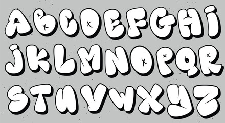 vector set bubble graffiti font alphabet lettering - obrazy, fototapety, plakaty