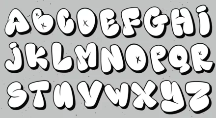 Wandcirkels aluminium vector set bubble graffiti font alphabet lettering © Titikdrawn