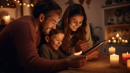 families and their children using digital tablets at home home safety tips when shopping online - obrazy, fototapety, plakaty