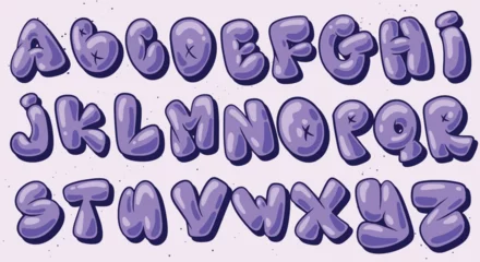 Plexiglas foto achterwand vector set color bubble graffiti font alphabet lettering © Titikdrawn