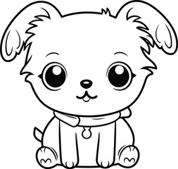 Obraz na płótnie Canvas Cute cartoon dog coloring page for children. Vector illustration.