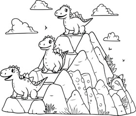 cute tyrannosaurus rex in the stone pyramid vector illustration design