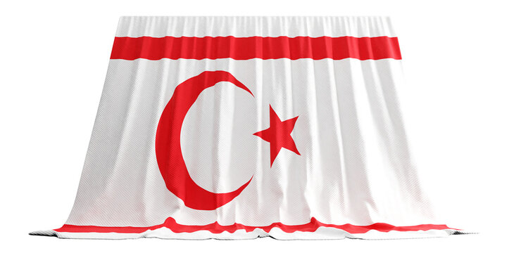 Turkish Republic of Northern Cyprus Flag Curtain in 3D Rendering called Flag of Turkish Republic of Northern Cyprus