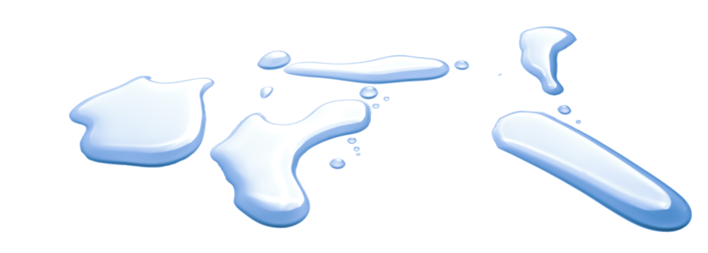 real image, spilled water drop on the floor isolated on transparent background.