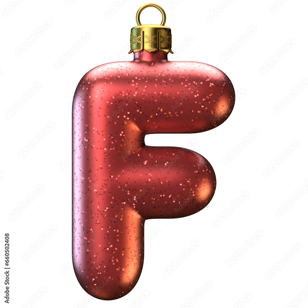 Canvas Prints christmas tree decoration font 3d rendering, letter f