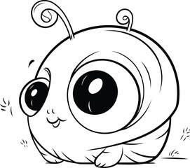 Black and White Cartoon Illustration of Cute Baby Bug Animal Character Coloring Book