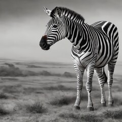 Fototapeta na wymiar Black and white zebra in the wild