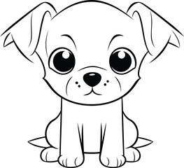 Cute cartoon dog. Vector illustration for coloring book. Isolated on white background.