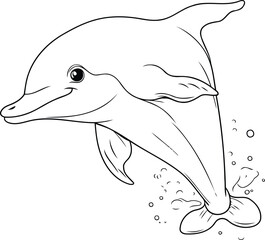 Dolphin. Coloring book for children and adults. Vector illustration.