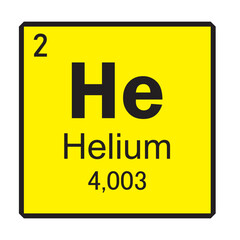 Helium Chemical Element Symbol Vector Image Illustration Isolated on White Background