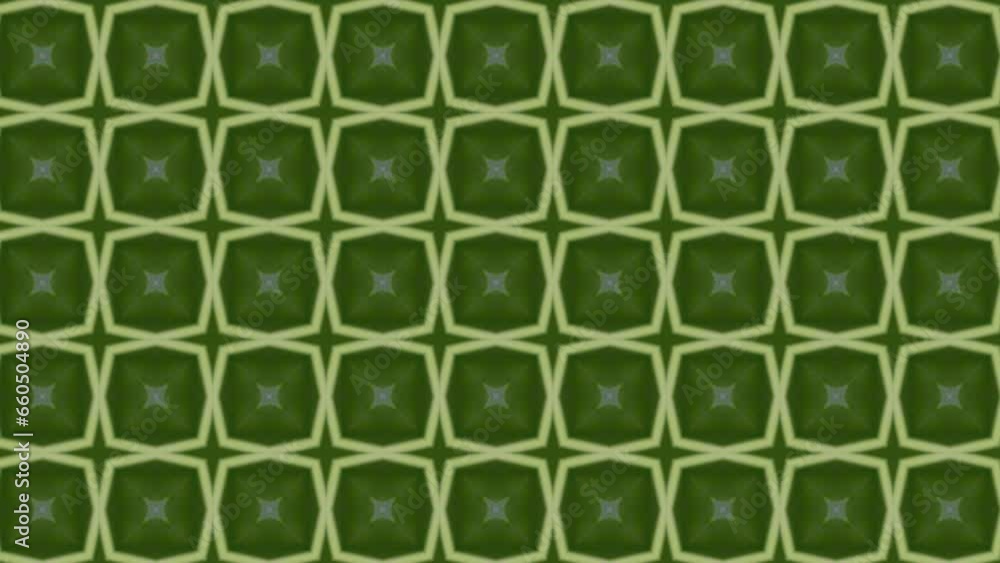 Poster abstract green kaleidoscope background video. psychedelic seamless loop background.