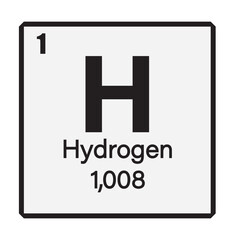 Hydrogen Chemical Element Symbol Vector Image Illustration Pictogram On White Background