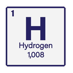 Hydrogen Chemical Element Symbol Vector Image Illustration Pictogram On White Background