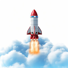 Naklejka na ściany i meble Space rocket flying toward the clouds believable rocket icon Having a successful company concept,
