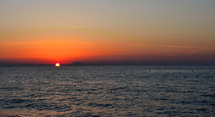 sunset of the volcano Stromboli seen from zambrone tropea italy