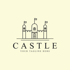 Fototapeta premium castle logo line art graphic design icon template simple minimalist vector illustration