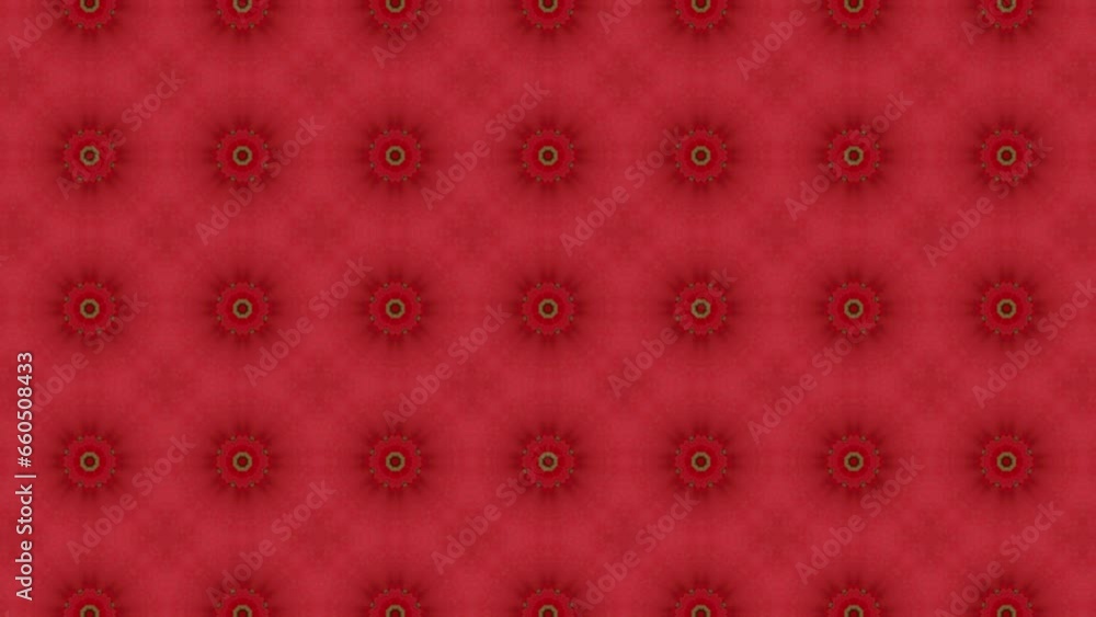 Poster abstract red kaleidoscope background video. psychedelic seamless loop background.