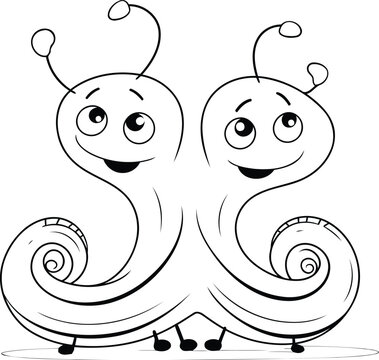 Black and White Cartoon Illustration of Funny Octopus Character for Coloring Book