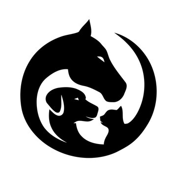 Black Horse dog and cat icon vector