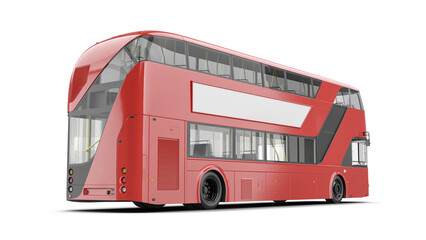 Double-decker bus 3D rendering isolated on transparent   background - obrazy, fototapety, plakaty
