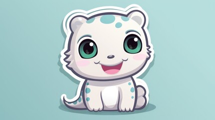 Fototapeta premium A white cat with green eyes sitting on a blue surface