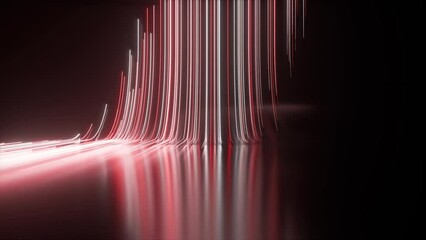 Abstract black background with red white neon lines go up and disappear. 3D animation - Powered by Adobe