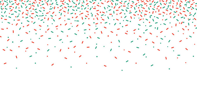 Colorful sprinkles banner background, colorful falling decorative sprinkles background. Christmas cards.