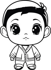 cute little baby boy with pajamas cartoon vector illustration graphic design