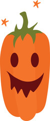 Pumpkin with smiling face drawn in a cute cartoon style.