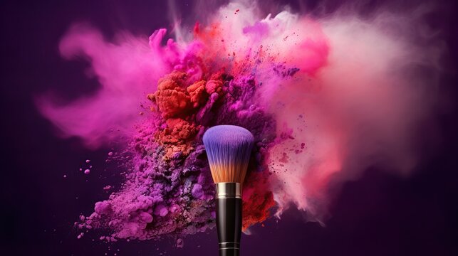 Make-up brush with powder explosion