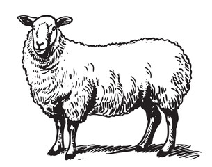 Naklejka premium Cute Sheep breeding sketch hand drawn in doodle style illustration Cartoon