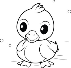 Obraz na płótnie Canvas Illustration of Cute Little Duck Cartoon Character for Coloring Book