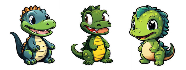 Cute baby dinosaur illustration on a transparent background