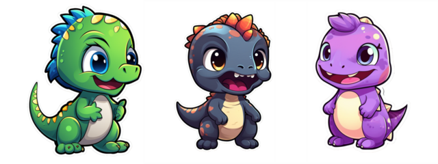 Cute baby dinosaur illustration on a transparent background