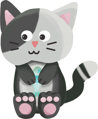 happy cat holding fish