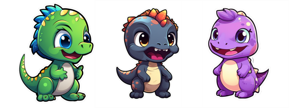 Cute baby dinosaur illustration on a transparent background