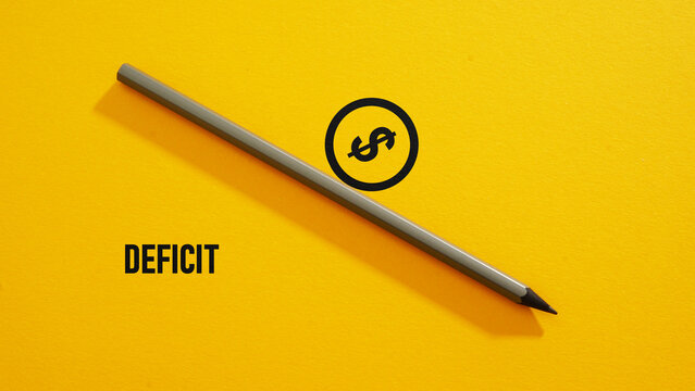 Budget deficit and Trade deficit. Concept word deficit Is shown using the text. Business concept